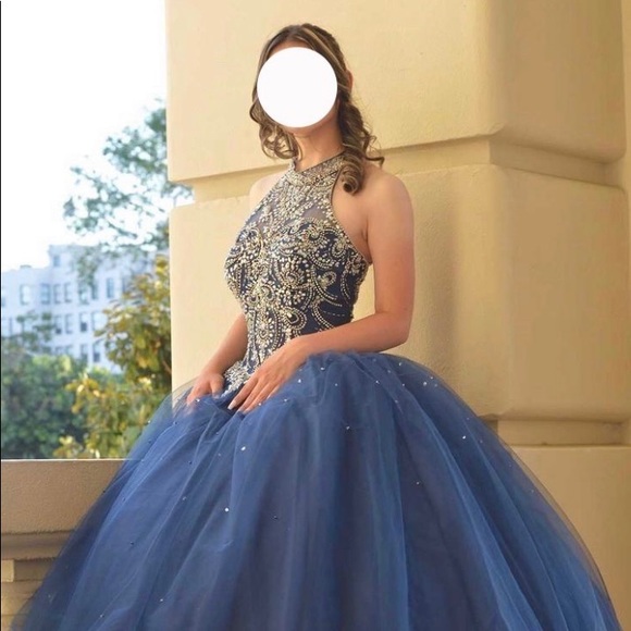 Dark Blue Quinceañera Dress/ Vestido de quinceañera de color azul oscuro - Picture 2 of 6